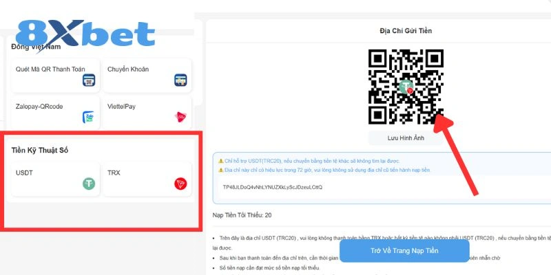 Hướng dẫn từng bước nạp tiền ảo vào tài khoản 8XBET